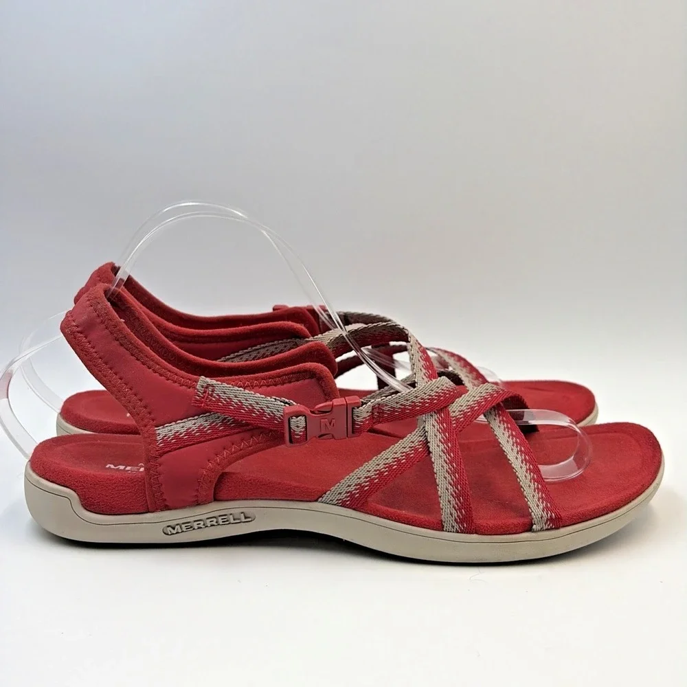 Merrell Red Chili District Muri Lattice Strap Sandals Outdoors Comfort Womens 11
